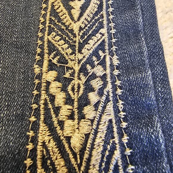 EST. 1946 Womens 14 Classic Fit Jeans Blue Embroidered Side Stripe Stretch Denim - Picture 3 of 11